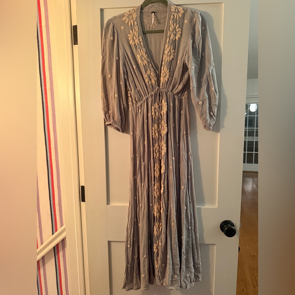 Free People Blue and Cream Maxi Dress